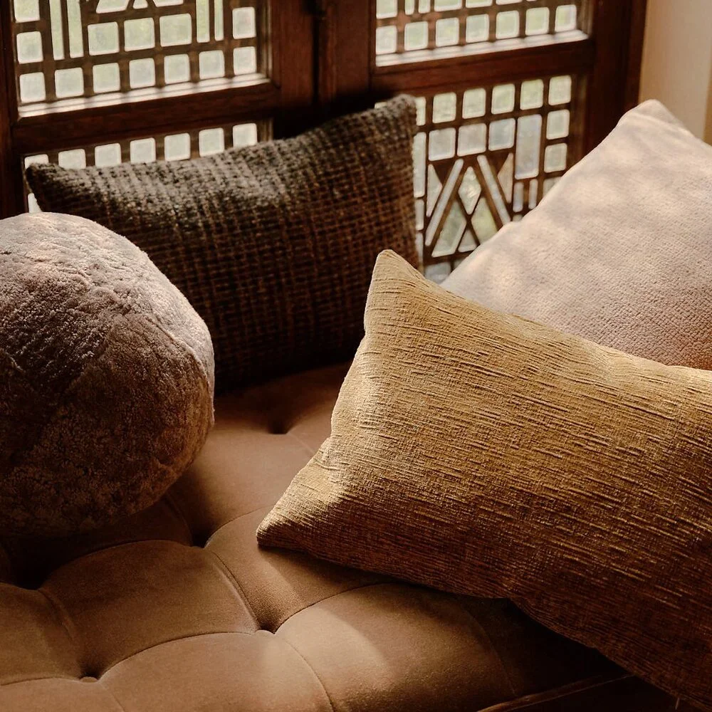 Discontinued Athena Calderone Crate and Barrel Aurea Chenille Throw Pillows x2